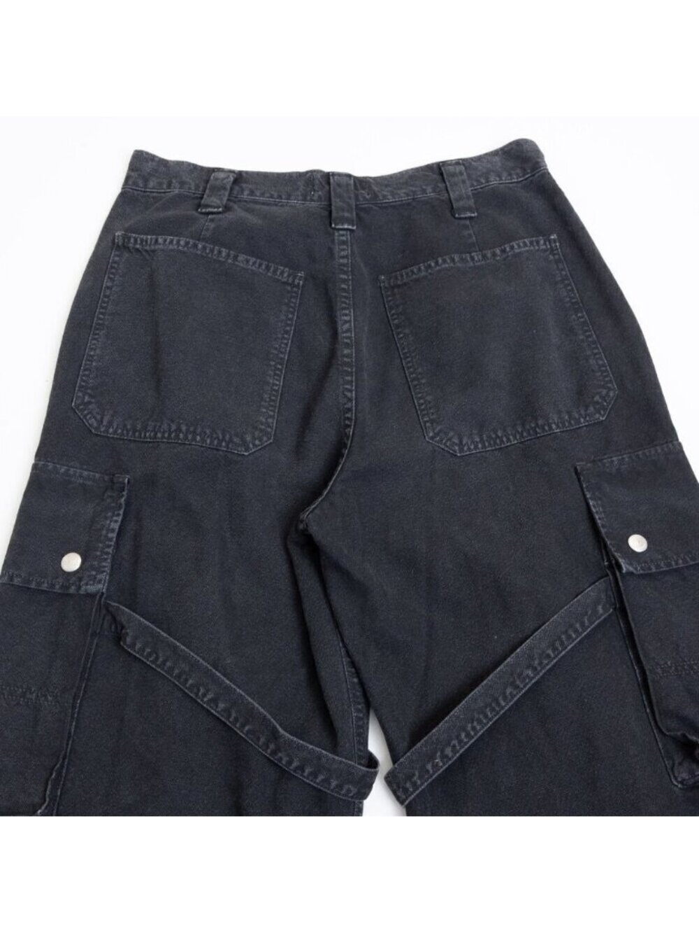 AGOLDE Vivian Pant Cargo Jeans Oversized Baggy Wide Leg Strap Black - Picture 10 of 13